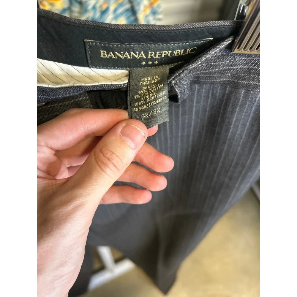 Banana Republic Dress Pants Mens 32/32 Gray Pinstripe Wool Blend Business Casual